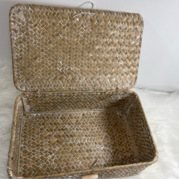 Brand New 2pcs Seagrass Storage Basket Set, Shelf Basket/White - Picture 6 of 11